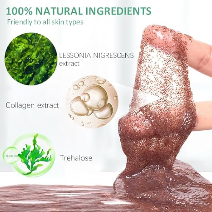 YMEYFAN NATURAL SEAWEED FACE MASK POWDER, ALGAE SEED MASK FOR HYDRATING PURIFY ANTI-ACEN DEEP CLEAN PORE, VEGAN FACIAL MASK SKINCARE FOR WOMEN BEAUTY SALON SPA, COVER USE OF JELLY MASK (500G/17.6OZ) - Image 4
